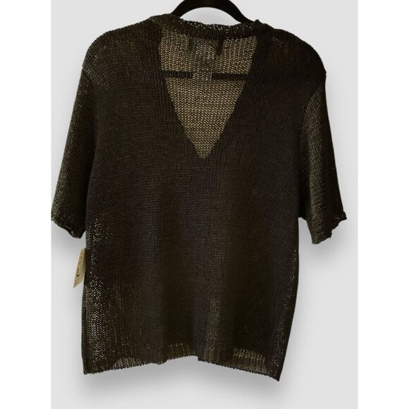 Vtg Sag Harbor Woman’s Cardigan Sz Lg Black Knit 1-Button Closure SS NWT - Picture 5 of 8